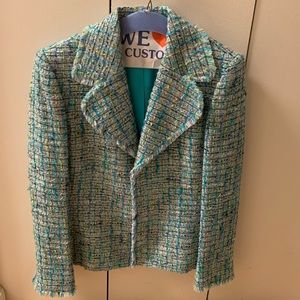 Dana Buchman Blue Tweed Jacket Size 6 Petite